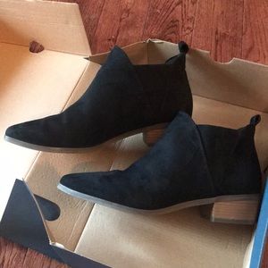 Black suede micro booties